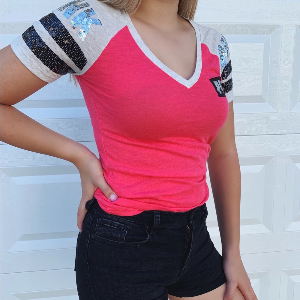 pink glittery tee
